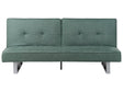 Sofa Bed Green Fabric Upholstery 3 Seater Reclining Split Backrest Beliani