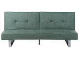 Sofa Bed Green Fabric Upholstery 3 Seater Reclining Split Backrest Beliani