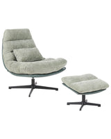 Swivel Armchair with Footstool Green Chenille Single Base Cushioned Seat Beliani