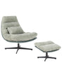 Swivel Armchair with Footstool Green Chenille Single Base Cushioned Seat Beliani