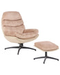 Swivel Armchair with Footstool Beige Velvet Single Base Cushioned Seat Beliani