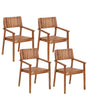 Set of 4 Garden Dining Chairs Light Wood Acacia Outdoor Beliani