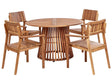 Garden Dining Set 5 Pieces Acacia Wood Round Table 4 Chairs Outdoor Beliani