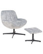 Swivel Armchair with Footstool Grey Velvet Single Base Cushioned Seat Beliani