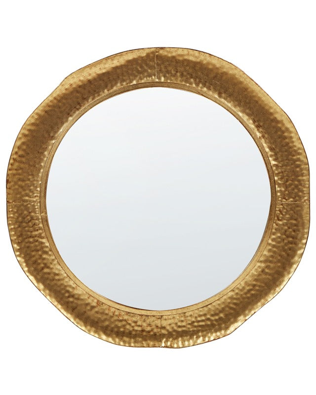 Wall Mirror Metal Gold ⌀ 68 cm Wall Mounted Decorative Mirror Modern Style Hanging Decor Beliani