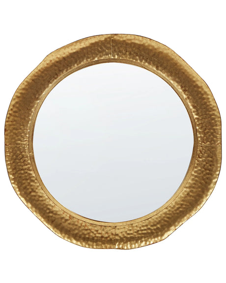 Wall Mirror Metal Gold  68 cm Wall Mounted Decorative Mirror Modern Style Hanging Decor Beliani