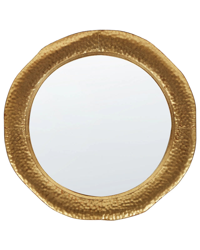 Wall Mirror Metal Gold  68 cm Wall Mounted Decorative Mirror Modern Style Hanging Decor Beliani