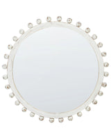 Wall Mirror White Wooden  71 cm Wall Mounted Whitewash Distressed Finish Style Hanging Decor Beliani