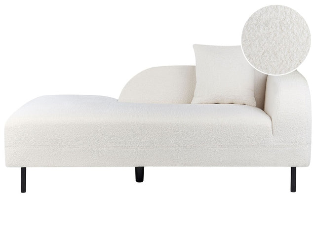 Chaise Lounge White Boucle 2 Seater Right Hand Throw Cushion Retro Minimalistic Beliani