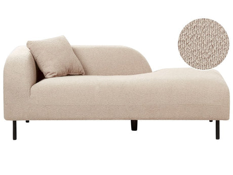 Chaise Lounge Taupe Boucle 2 Seater Left Hand Throw Cushion Retro Minimalistic Beliani