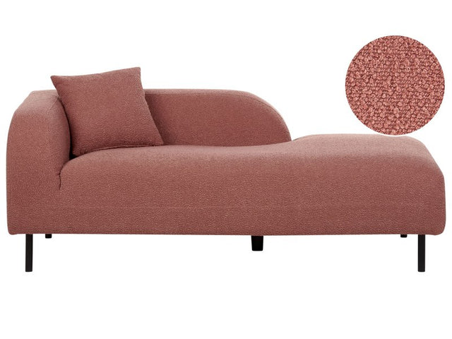 Chaise Lounge Pink Boucle 2 Seater Left Hand Throw Cushion Retro Minimalistic Beliani