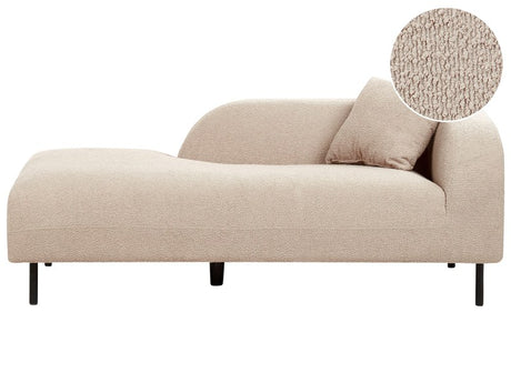 Chaise Lounge Taupe Boucle 2 Seater Right Hand Throw Cushion Retro Minimalistic Beliani