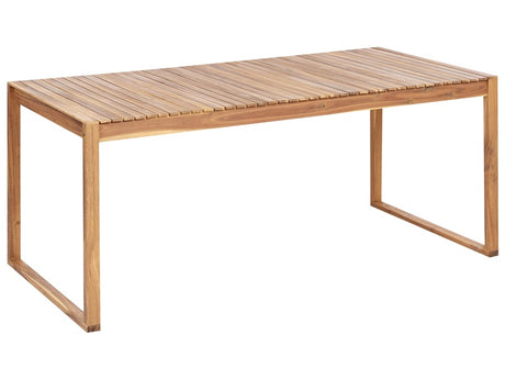 Garden Dining Table Light Certified Acacia Wood 180 x 90 cm Rectangular Top Rustic Style Beliani