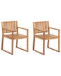 Set of 2 Garden Dining Chairs Light Certified Acacia Wood 80 x 59 cm Rustic Style Beliani