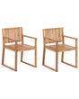 Set of 2 Garden Dining Chairs Light Certified Acacia Wood 80 x 59 cm Rustic Style Beliani