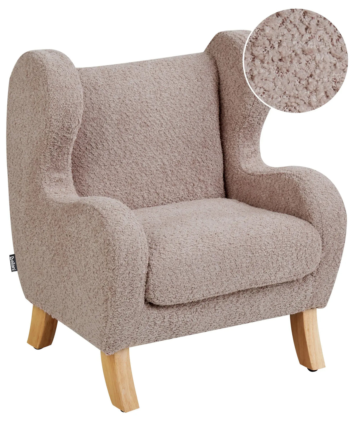Chair Taupe Boucle Upholstery with Armrests Nursery Furniture Seat for Children Modern Design Beliani