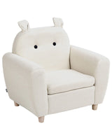 Chair Off-White Fabric Upholstery with Armrests for Children Modern Design Beliani