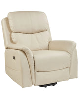 Recliner Electric Armchair with Massage Function Beige Faux Leather Adjustable Modern Living Room Beliani