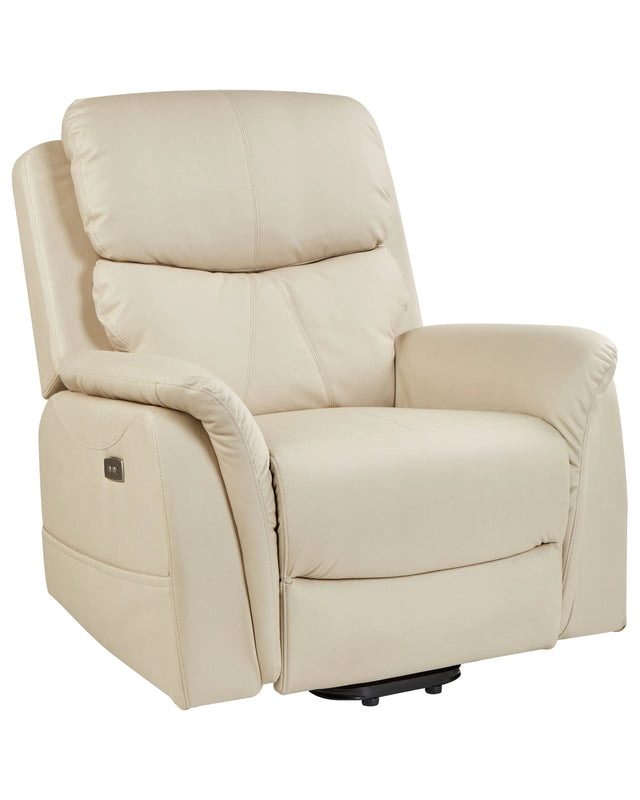 Recliner Electric Armchair with Massage Function Beige Faux Leather Adjustable Modern Living Room Beliani