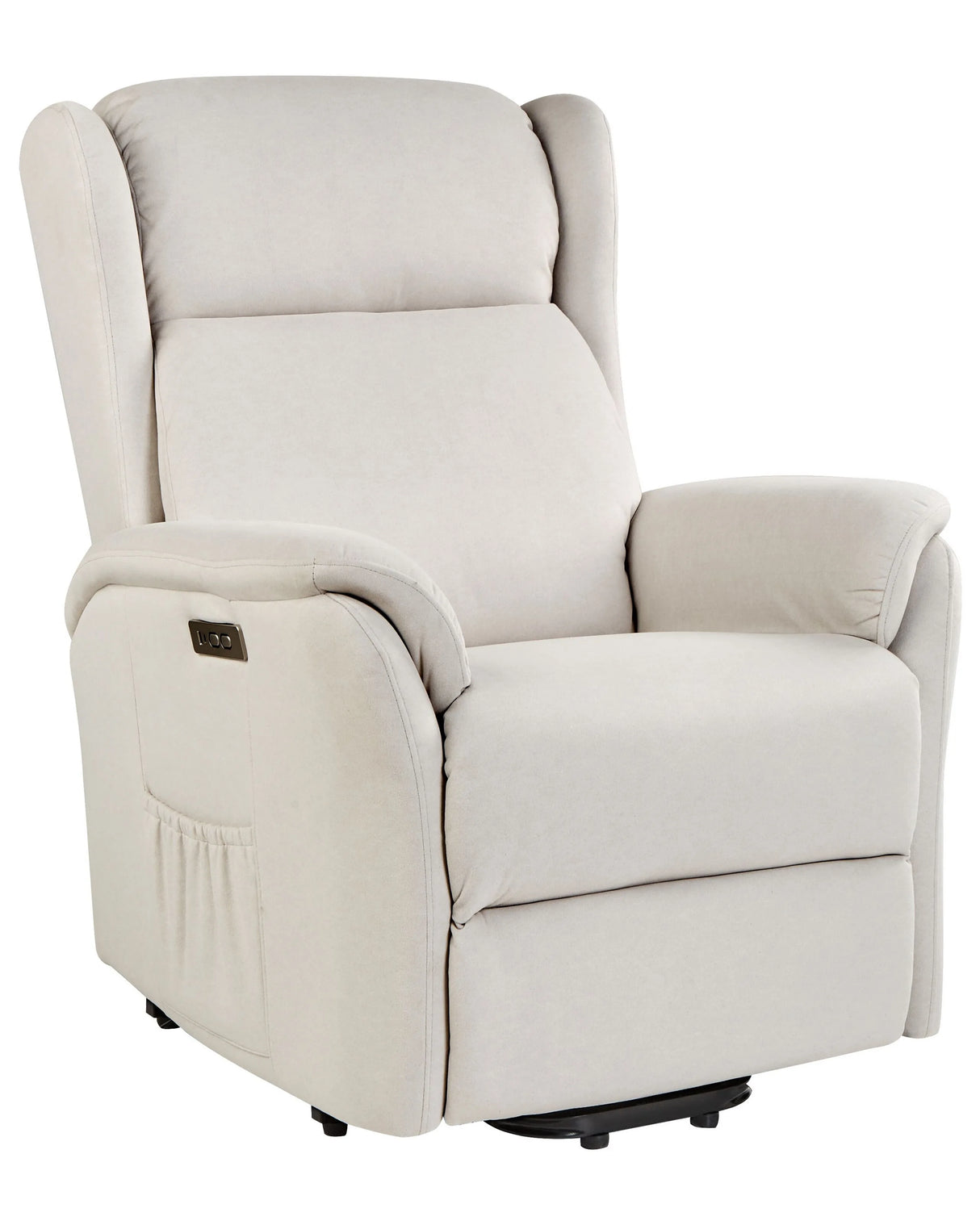 Reclining Electric Armchair with Lifting Function Light Beige Fabric Modern Living Room Beliani