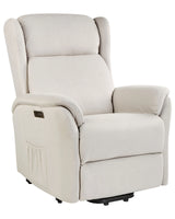 Reclining Electric Armchair with Lifting Function Light Beige Fabric Modern Living Room Beliani