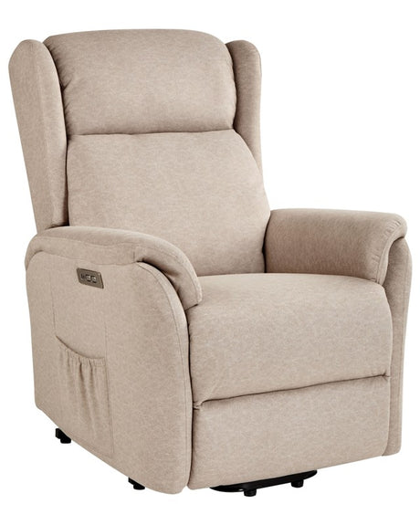 Reclining Electric Armchair with Lifting Function Taupe Fabric Modern Living Room Beliani
