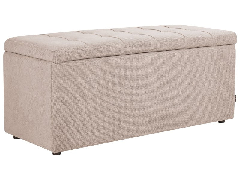 Ottoman Beige 100 x 42 x 40 cm Polyester Fabric Upholstered Footstool Living Room Modern Style Beliani