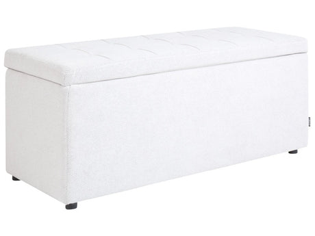 Ottoman Off-White 100 x 42 x 40 cm Polyester Fabric Upholstered Footstool Living Room Modern Style Beliani