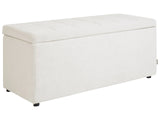 Ottoman Off-White 100 x 42 x 40 cm Polyester Fabric Upholstered Footstool Living Room Modern Style Beliani