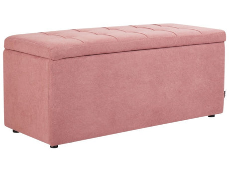 Ottoman Pink 100 x 42 x 40 cm Polyester Fabric Upholstered Footstool Living Room Modern Style Beliani