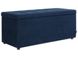Ottoman Navy Blue 100 x 42 x 40 cm Polyester Fabric Upholstered Footstool Living Room Modern Style Beliani