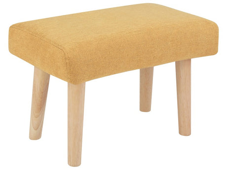 Footstool Yellow Polyester with Wooden Legs Bedroom Living Room Seating Accessories Beliani