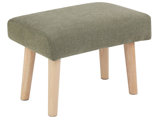 Footstool Green Polyester with Wooden Legs Bedroom Living Room Seating Accessories Beliani