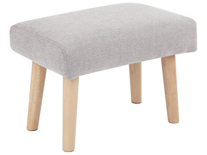 Footstool Light Grey Polyester with Wooden Legs Bedroom Living Room Seating Accessories Beliani