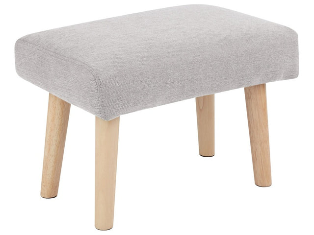 Footstool Light Grey Polyester with Wooden Legs Bedroom Living Room Seating Accessories Beliani