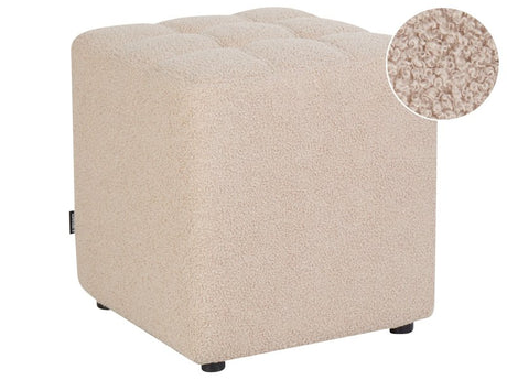 Footstool Beige Boucle Upholstery 38 x 38 cm Square Seat Beliani