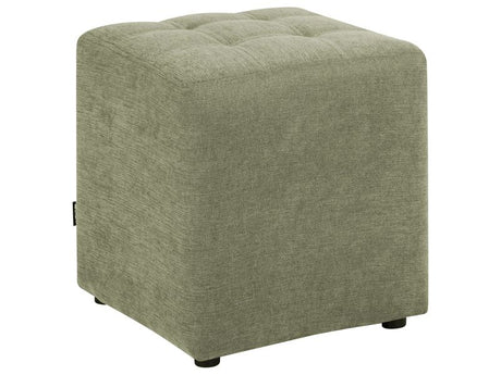 Footstool Green Polyester Fabric Upholstery 38 x 38 cm Square Seat Beliani