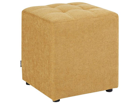 Footstool Yellow Polyester Fabric Upholstery 38 x 38 cm Square Seat Beliani