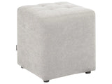 Footstool Light Grey Polyester Fabric Upholstery 38 x 38 cm Square Seat Beliani