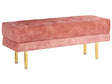 Bench Pink Upholstered Fabric Velvet Metal Accent Gold Legs Bed Bench Stool Beliani