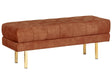 Bench Red Upholstered Fabric Velvet Metal Accent Gold Legs Bed Bench Stool Beliani