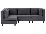 Modular Right Corner Sofa Dark Grey Fabric Upholstered 4 Seater Cushioned Backrest Modern Living Room Couch Beliani