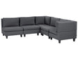 Modular Left Corner Sofa Dark Grey Fabric Upholstered 5 Seater Cushioned Backrest Modern Living Room Couch Beliani