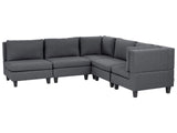 Modular Left Corner Sofa Dark Grey Fabric Upholstered 5 Seater Cushioned Backrest Modern Living Room Couch Beliani
