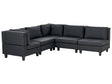 Modular Right Corner Sofa Black Fabric Upholstered 5 Seater Cushioned Backrest Modern Living Room Couch Beliani