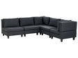 Modular Left Corner Sofa Black Fabric Upholstered 5 Seater Cushioned Backrest Modern Living Room Couch Beliani