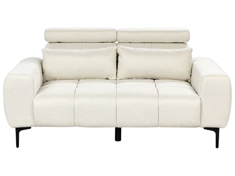 2 Seater Sofa Light Beige Fabric Upholstery with Adjustable Headrests Modern Style Living Room Furniture Beliani