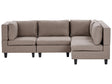Modular Left Corner Sofa Brown Fabric Upholstered 4 Seater Cushioned Backrest Modern Living Room Couch Beliani