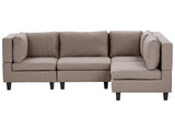 Modular Left Corner Sofa Brown Fabric Upholstered 4 Seater Cushioned Backrest Modern Living Room Couch Beliani