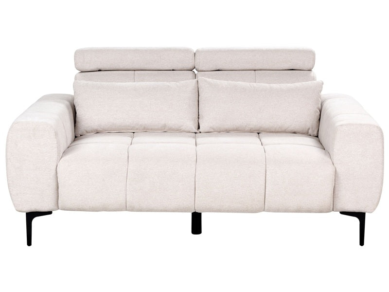 2 Seater Sofa Beige Fabric Upholstery with Adjustable Headrests Modern Style Living Room Furniture Beliani